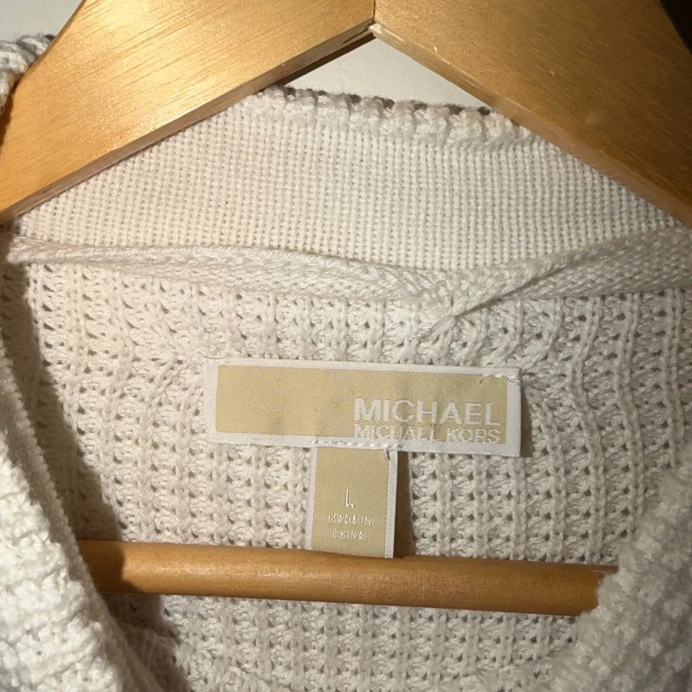 MICHAEL Michael Kors Cream Waffle Knit Mock Neck Sweater - Large EUC